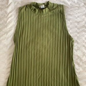 Women’s A New Day Sleeveless Green Ribbed Mock Neck Top Size M